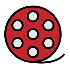 Film Reel Line Filled Icon Design