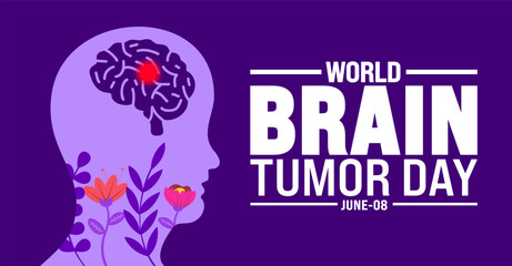 8 June is World Brain Tumor Day background design template. Holiday concept. use to background, banner, placard, card, and poster design template with text inscription and standard color. vector