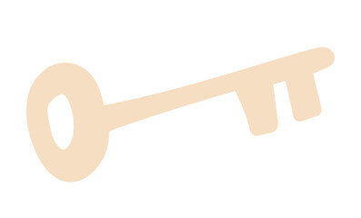 Gold key in flat design. Vintage security accessory for keyhole padlock. Vector illustration isolated.