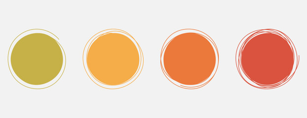 Set of hand drawn colorful circles. Vector illustration