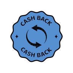 Cash back blue sticker, label. Vector illustration