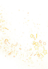 Banner with golden decoration. Festive border with falling glitter dust and stars.