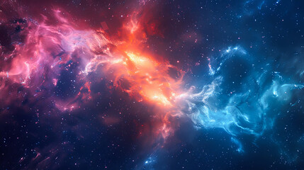 Fototapeta premium Abstract space background with stars and nebula, 3d render illustration