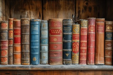 Intricate Histories: Close-Up of Aged Book Covers