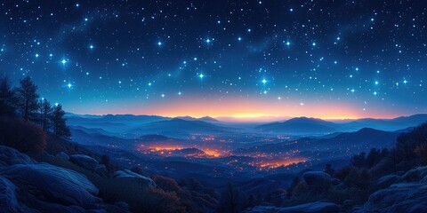 Naklejka premium Cosmic Canopy: A Midnight Spectacle