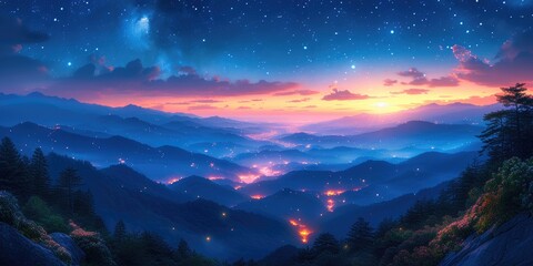 Infinite Horizons: A Mountain's Starlit Embrace
