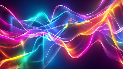 Fototapeta premium Vibrant digital waves intertwining in a colorful dance