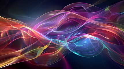 Vibrant digital waves intertwining in an energetic dance of colors