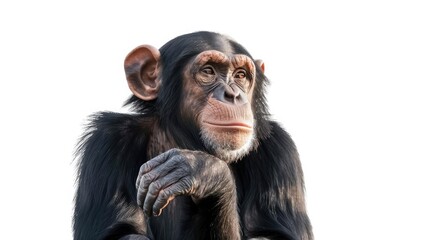 Wild chimpanzee animal isolated on white background