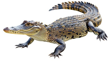 Naklejka premium Wild crocodile animal isolated on white background