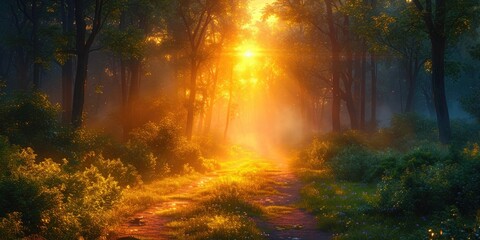 Obraz premium Tranquil Trails: Dawn's Embrace