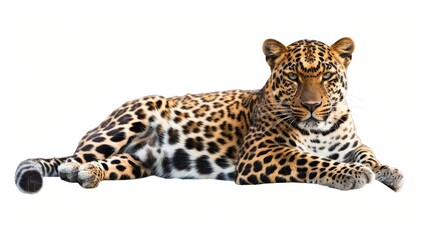 Naklejka premium Wild leopard animal isolated on white background