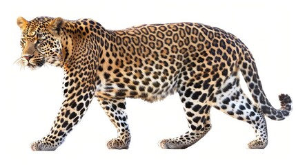Wild leopard animal isolated on white background