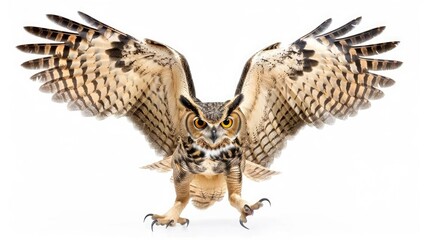 Wild owl animal isolated on white background