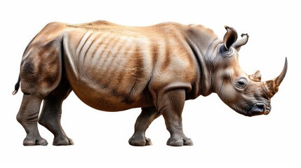 Obraz premium Wild rhinoceros animal isolated on white background