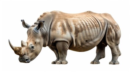 Obraz premium Wild rhinoceros animal isolated on white background