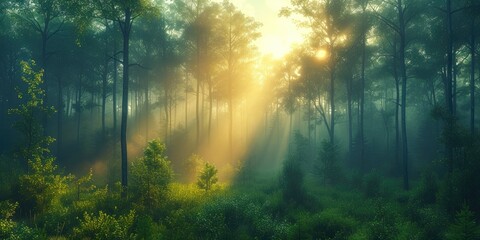 Tranquil Dawn in the Enchanted Forest
