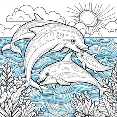 Obraz premium Adorable Animal Coloring Page Fun and Educational Activity for Kids Microstock Illustration