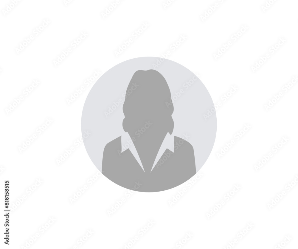 Aufkleber Female character icon isolated at round. Default anonymous user portrait, profile picture, portrait symbol. User member. Circle button with avatar photo silhouette vector design and illustration.

