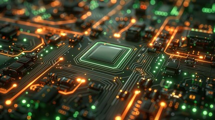 Obraz premium world of Circuit Diagrams, showcasing electrical pathways and component connections in schematic tones of circuitry green 
