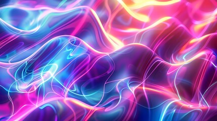 Vibrant neon waves in a digital sea