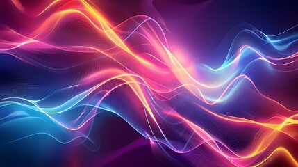 Fototapeta premium Vibrant neon waves intertwine in a digital dance