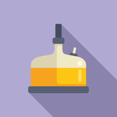 Minimalist flat design illustration of a laboratory flask with yellow liquid and shadow