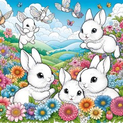 Fototapeta premium Adorable Animal Coloring Page Fun and Educational Activity for Kids Microstock Illustration
