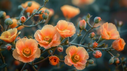 the beauty of desert blooms during their peak, highlighting the flora adaptation to arid landscapes close up, blooming cycle, vibrant, overlay