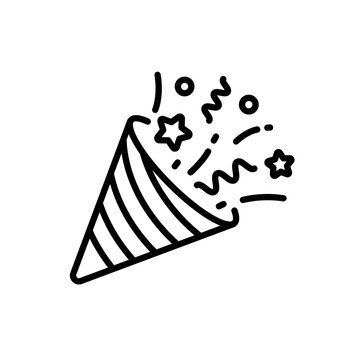recommend clip art: Confetti popper outline icon. Editable stroke. Birthday, holiday, Christmas, New Year symbol 