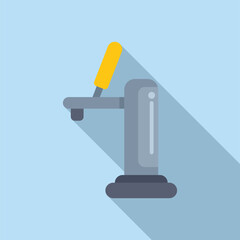 Simplified, modern illustration of a microscope casting a shadow on a blue background