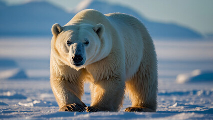polar bear on antarctic background