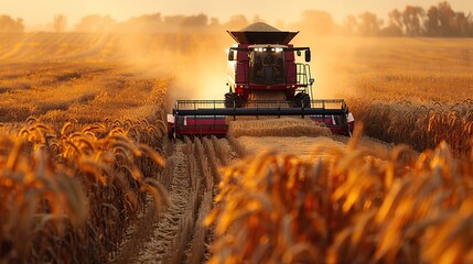 A farmer driving a combine harvester through a field of oats.