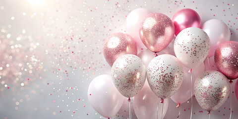 white background with balloons to celebrate