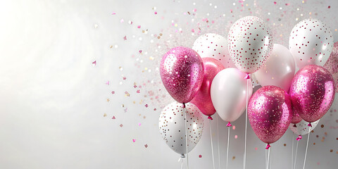 white background with balloons to celebrate