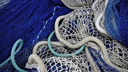stacked fishing nets as a background