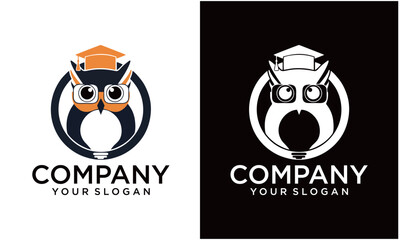 study owl logo design graphic vector illustration