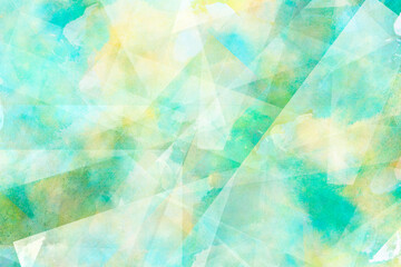 Abstract colorful watercolor background with different geometric elements
