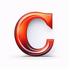 3d glossy red letter C isolated on white background - 3d rendering