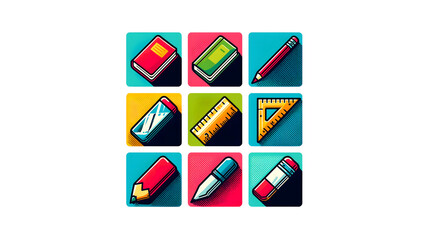 learning equipment  Image of a in pop art style.