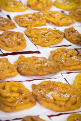 Fresh crunchy aromatic jalebi, zoolbia. Traditional dish Iranian cuisine