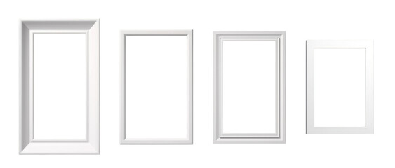 Realistic horizontal picture frame isolated on transparent background cutout png