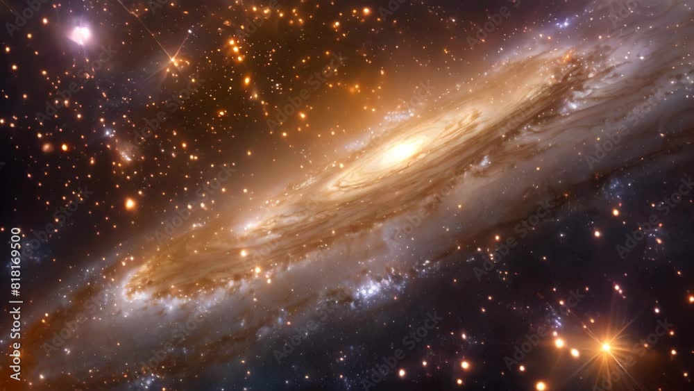 Wall mural a spiral galaxy surrounded by twinkling stars in the vast universe, a celestial sky filled with twin