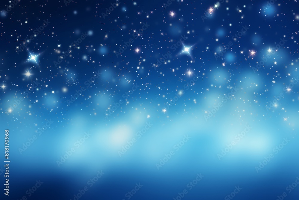 Wall mural abstract background of blue sky with bokeh and stars. generative ai