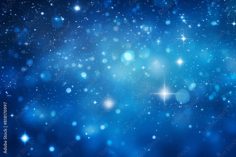 Wall mural abstract background of blue sky with bokeh and stars. generative ai