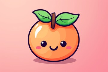 Cute peach vector graphic icon. Generative AI