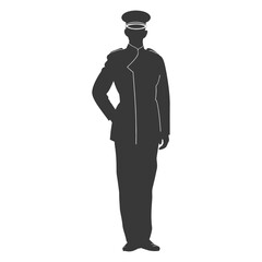 silhouette bellboy hotel in action full body black color only