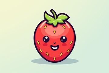 Cute strawberry vector graphic icon. Generative AI