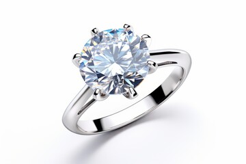 Diamond engagement ring isolated on white background. Generative AI