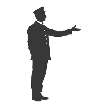 recommend clip art: silhouette bellboy hotel in action full body black color only